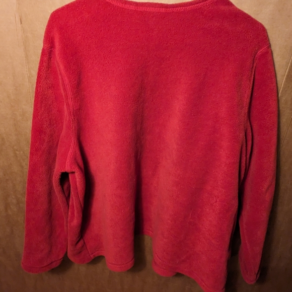 Croft & Barrow Women's 1X Red Fleece Full Zip Cardigan w/ Xmas Scenery - Picture 4 of 9